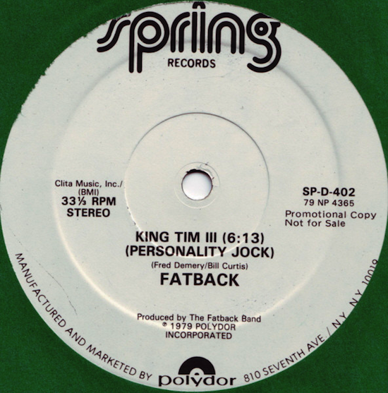 The Fatback Band / King Tim III (Personality Jock)  (12inch promo 1979)