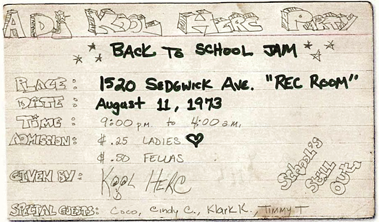 "Back To School Jam" First Party flyer (1973)
