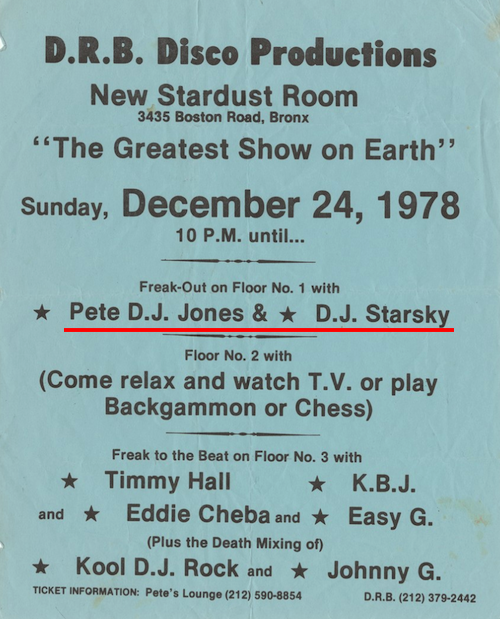 Party Flyer, New Stardust Room, 3435 Boston Road, Bonx (1978/12/24)