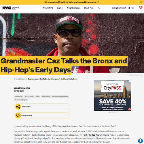 Grandmaster Caz Talks the Bronx and Hip-Hop’s Early Days : NYCgo