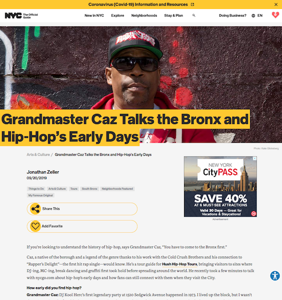 Grandmaster Caz Talks the Bronx and Hip-Hop’s Early Days : NYCgo