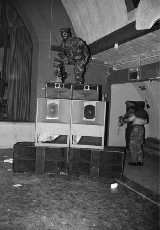 Tony Tone & his speaker system, Hunts Point Palace (c.1982)