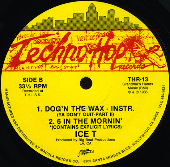 Ice T ‎– Dog'n The Wax (Ya Don't Quit-Part II) / 6 In The Mornin' (1986)