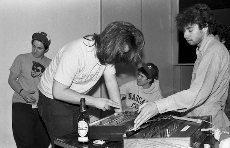 Rick Rubin and Adam Yauch operating the TR-808, 1986.