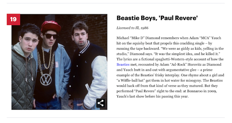 [19] Beastie Boys, 'Paul Revere' Licensed to Ill, 1986 via. Rolling Stone