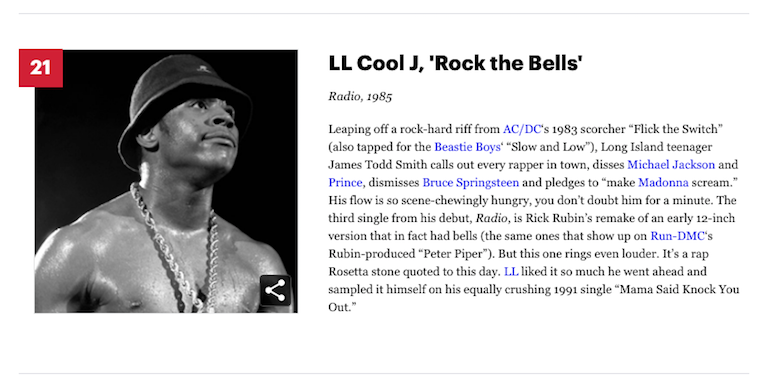 [21] LL Cool J, 'Rock the Bells' Radio, 1985, Rolling Stone