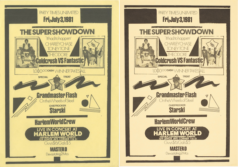 Party Flyer, Coldcrush VS Fantastic at Harlem World (1981/7/3)
