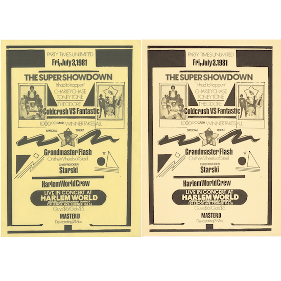 Party Flyer, Coldcrush VS Fantastic at Harlem World (1981/7/3)