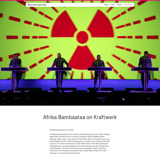 Afrika Bambaataa on Kraftwerk | Telekom Electronic Beats