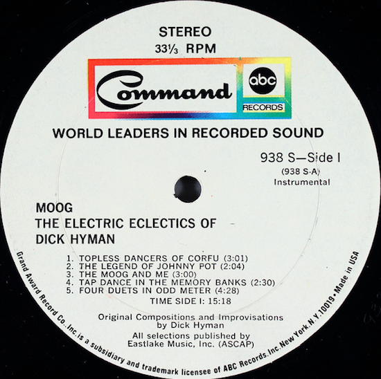 Dick Hyman – Moog - The Electric Eclectics Of Dick Hyman (1969)