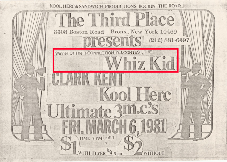 Winner of the T-Connection DJ contest, Whiz Kid (1981)
