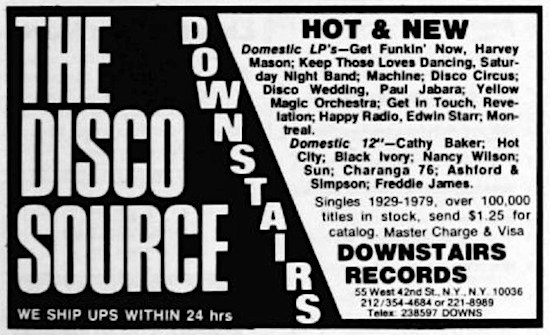 Downstairs Records ad 1979